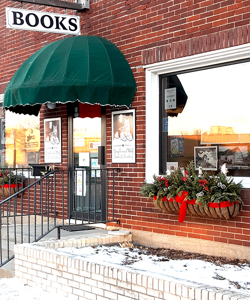 Store front with Christmas decorations