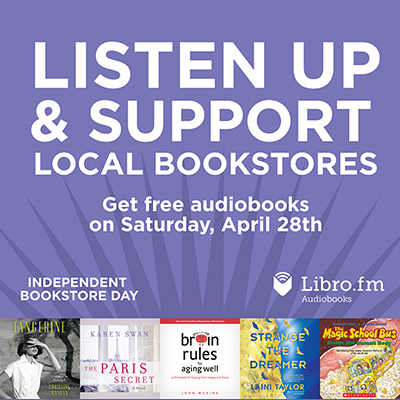 Free audiobooks on Independent Bookstore Day logo