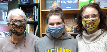 Sally, Megan, and Jen wearing masks