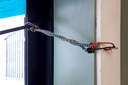 Bungee cord on door